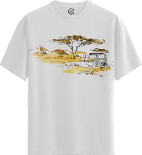 Safari Adventure - %100 Pamuklu Kadın Beyaz Tişört - Premium Quality