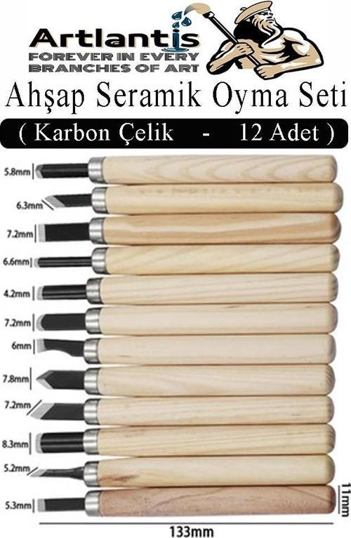Ahşap Seramik Oyma Seti 12 li 1 Paket İskarpela Seti Paslanmaz Çelik Bıçaklı Ağaç Oyma Heykel Hobi Kretuar Gravür
