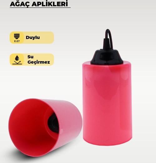 Şeker Pembe Silindir Ağaç Feneri