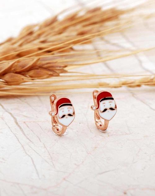 Mineli Noel Baba Rose Gümüş Çocuk Küpe 7287