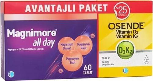 Magnimore All Day 60 Tablet + Osende D3k2 20 ml Damla - Avantajlı Paket 8680133003240