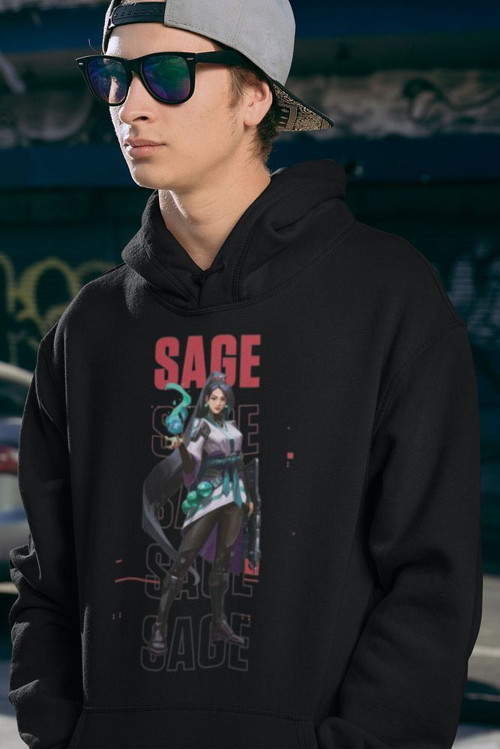 Sage Karakter Baskılı Unisex Oversize Vallorant Hoodie