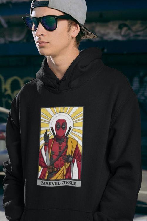 Deadpool Marvel Jesus Baskılı Unisex Oversize Hoodie