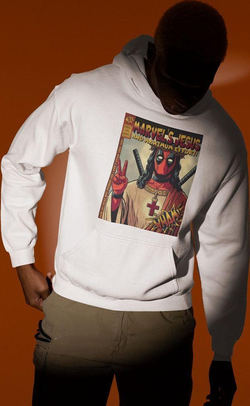 Marvel's Jesus Deadpool Baskılı Unisex Oversize Hoodie