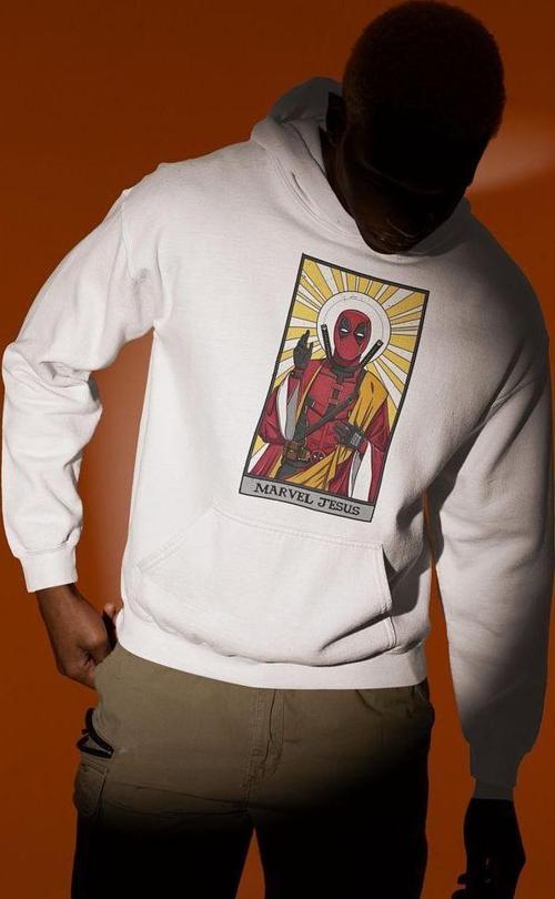 Deadpool Marvel Jesus Baskılı Unisex Oversize Hoodie