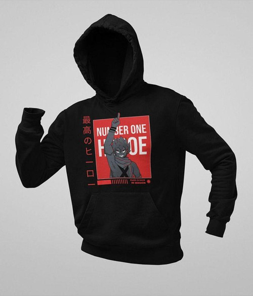 Number One Heroe Baskılı Unisex Oversize Anime Hoodie