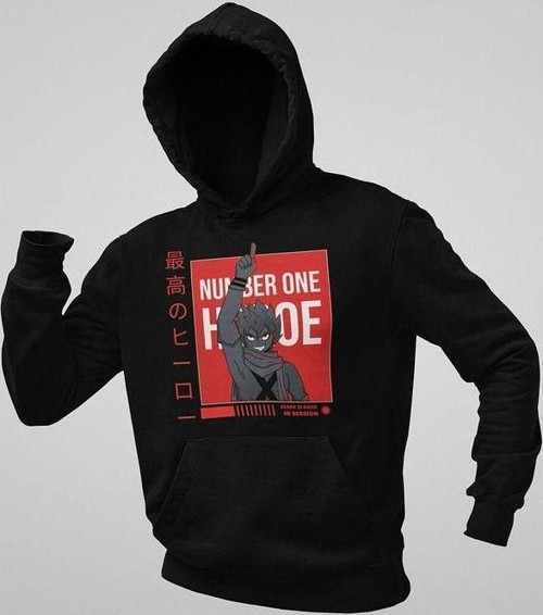 Number One Heroe Baskılı Unisex Oversize Anime Hoodie