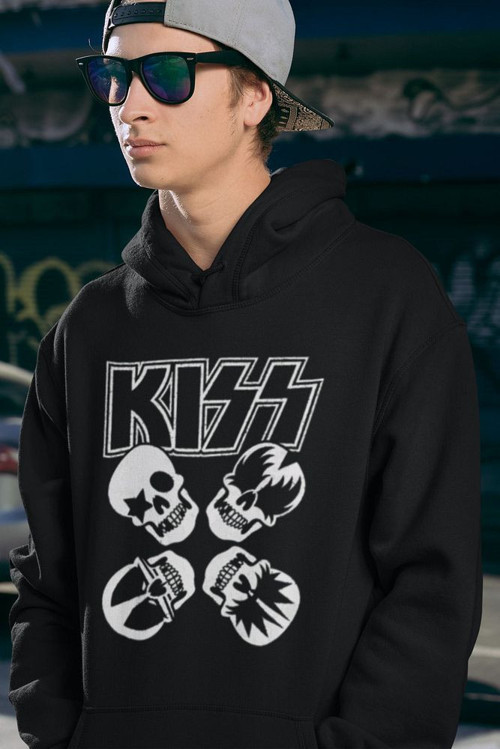 Kiss Müzik Grubu Baskılı Unisex Oversize Rock Metal Hoodie