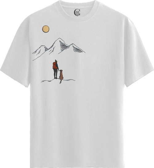 Moonlit Journey - %100 Pamuklu Erkek Beyaz Tişört - Premium Quality