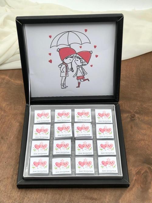 14 Şubat Sevgililer Gününe Özel Seni Seviyorum Yazılı Madlen Çikolata