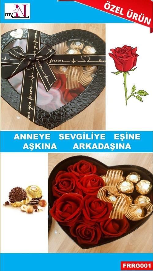 Anneye Sevgiliye Eşine Aşkına Arkadaşa Çikolata Ve Güllü Mutluluk Kutusu
