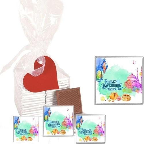 Madlen Çikolata Sargılı Ramazan Bayramı Marka 35 Adet Jelatin Poşetli Kalpli Etiketli