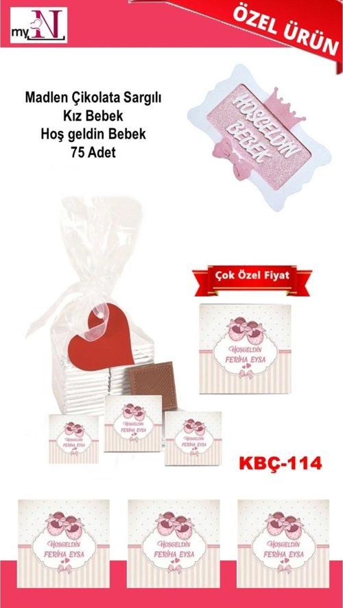 Madlen Çikolata Sargılı Kız Bebek Hoş Geldin Bebek 75 Adet