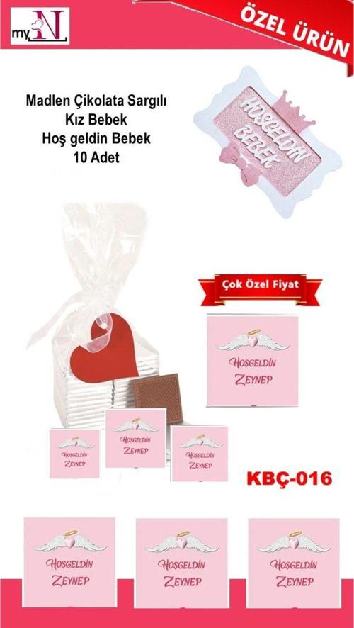 Madlen Çikolata Sargılı Kız Bebek Hoş Geldin Bebek 10 Adet