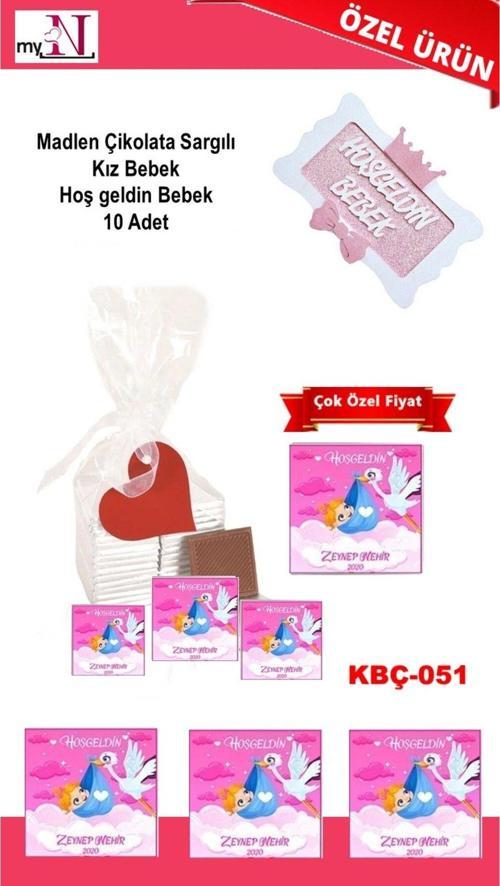 Madlen Çikolata Sargılı Kız Bebek Hoş Geldin Bebek 10 Adet