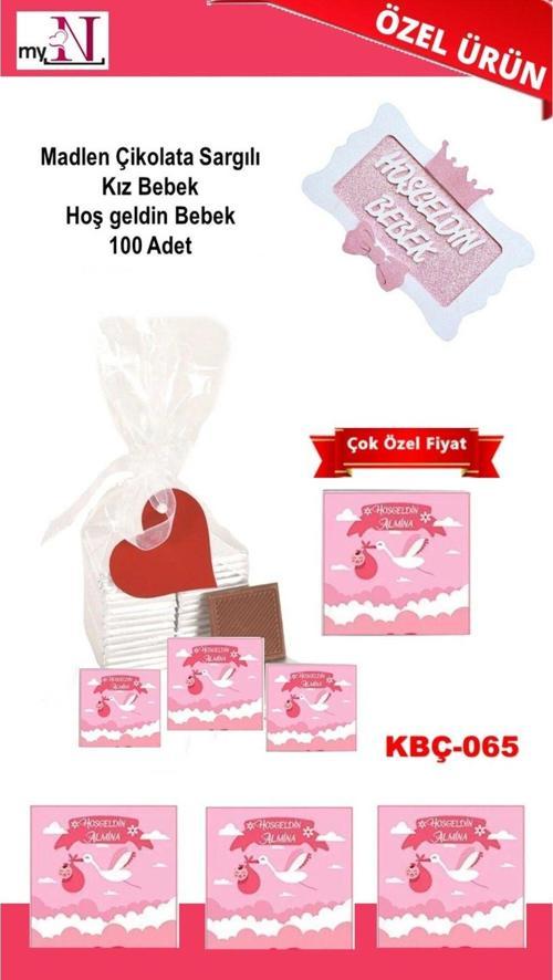 Madlen Çikolata Sargılı Kız Bebek Hoş Geldin Bebek 100 Adet