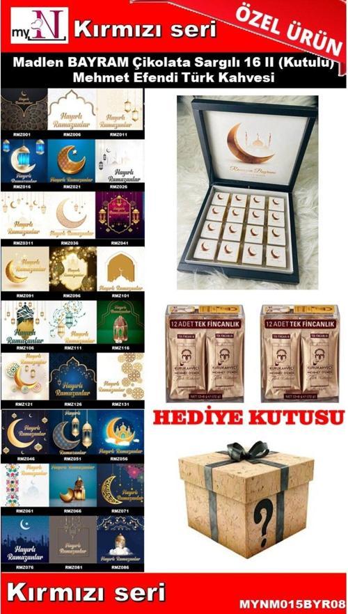 Bayram Çikolatası 16 Lı (Kutulu) Mehmet Efendi Türk Kahvesi Hediyeli Kırmızı Seri
