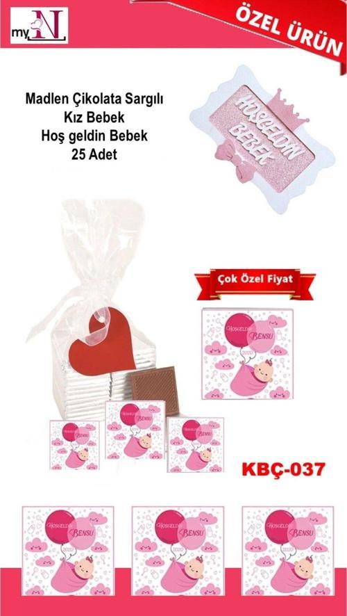 Madlen Çikolata Sargılı Kız Bebek Hoş Geldin Bebek 25 Adet