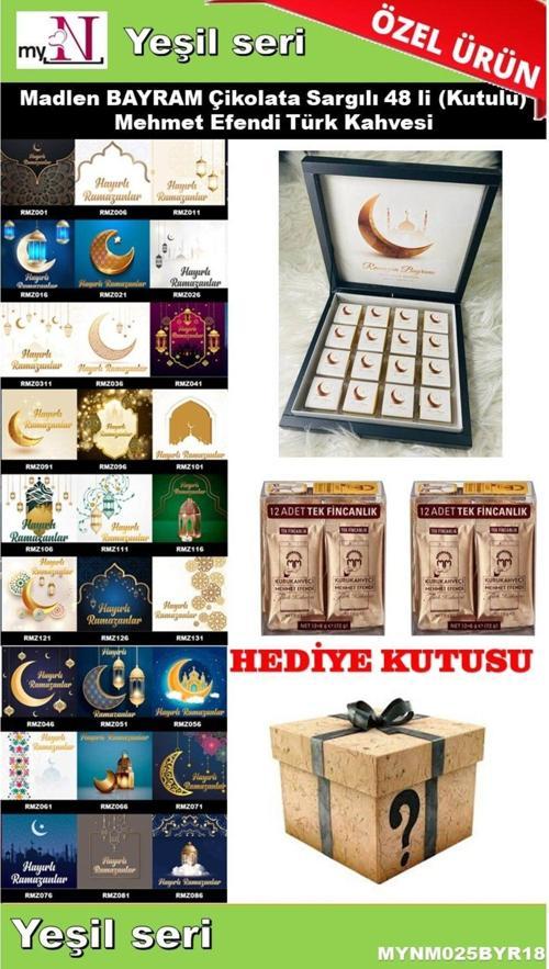 Bayram Çikolatası 48 Li (Kutulu) Mehmet Efendi Türk Kahvesi Hediyeli Yeşil Seri
