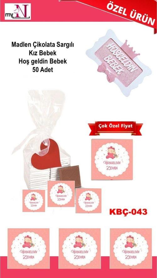 Madlen Çikolata Sargılı Kız Bebek Hoş Geldin Bebek 50 Adet