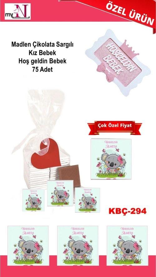 Madlen Çikolata Sargılı Kız Bebek Hoş Geldin Bebek 50 Adet