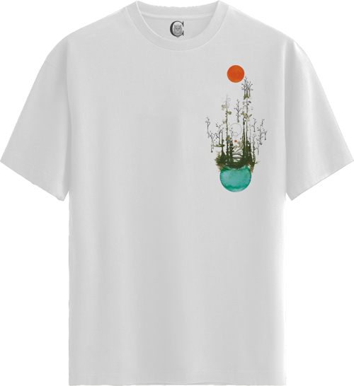 Surreal Forest - %100 Pamuklu Erkek Beyaz Tişört - Premium Quality