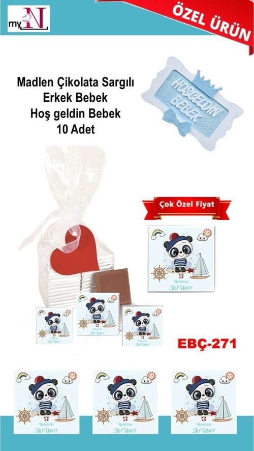 Madlen Çikolata Sargılı Erkek Bebek Hoş Geldin Bebek 10 Adet