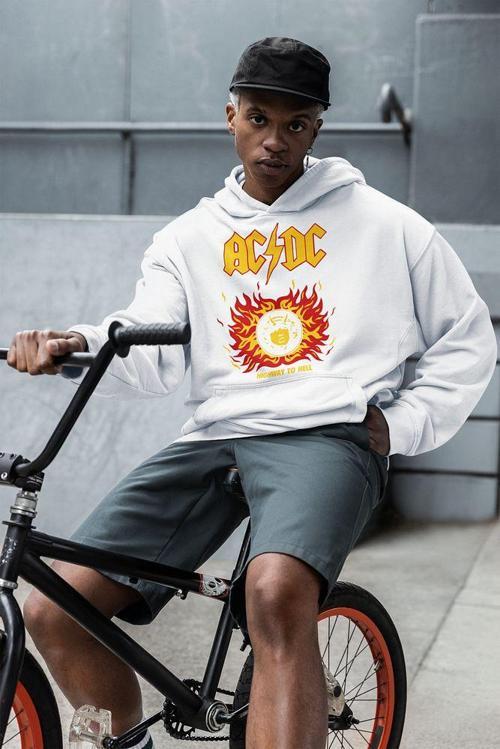 AC DC Highway To Hell Baskılı Unisex Oversize Rock Metal Hoodie