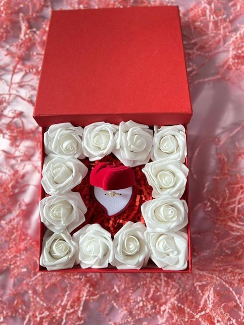 Ciddi İlişkim Var Yüzüklü (Kalp Taşlı Baget Yüzük) Sevgiliye Hediye Kutu Seti