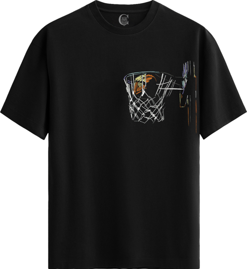 Basketball Sketch %100 Pamuklu Kadın Siyah Tişört - Premium Quality