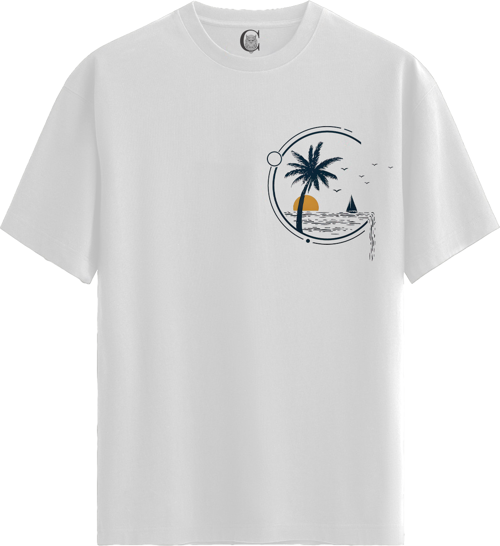 Tropical Escape - %100 Pamuklu Erkek Beyaz Tişört - Premium Quality
