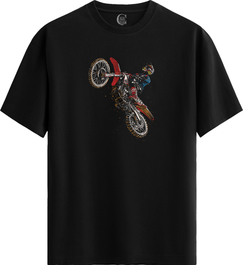 Moto Jump - %100 Pamuklu Erkek Siyah Tişört - Premium Quality