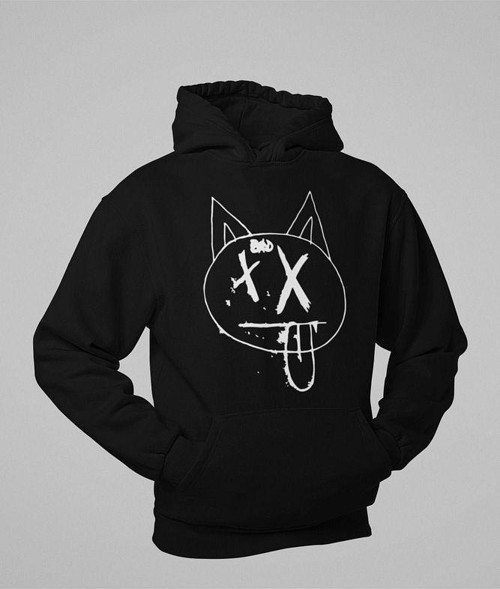 Dil Çıkaran Kedi Baskılı Unisex Oversize Hoodie