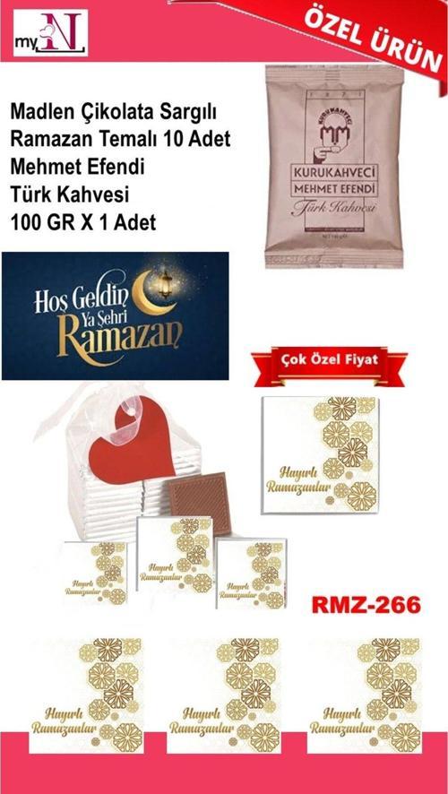 Madlen Çikolata Sargılı Ramazan Temalı 10 Adet - Mehmet Efendi Türk Kahvesi 100 Gr X 1 Adet