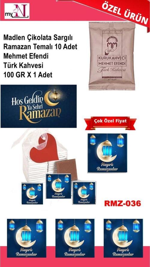 Madlen Çikolata Sargılı Ramazan Temalı 10 Adet - Mehmet Efendi Türk Kahvesi 100 Gr X 1 Adet
