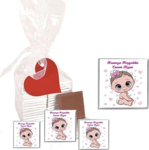 Madlen Çikolata Aramıza Hoşgeldin Canım Kızım Marka 35 Adet Jelatin Poşetli Kalpli Etiketli