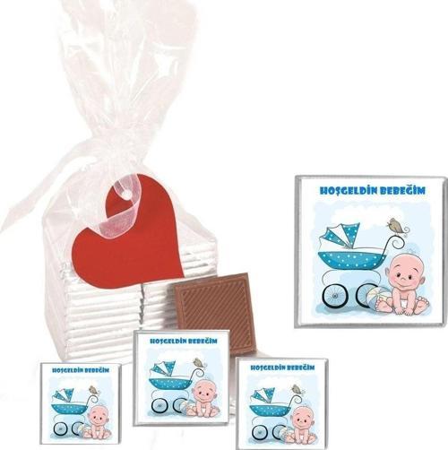 Madlen Çikolata Hoşgeldin Bebeğim Marka 35 Adet Jelatin Poşetli Kalpli Etiketli