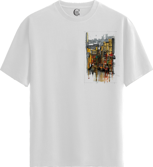 Urban Reflection - %100 Pamuklu Erkek Beyaz Tişört - Premium Quality