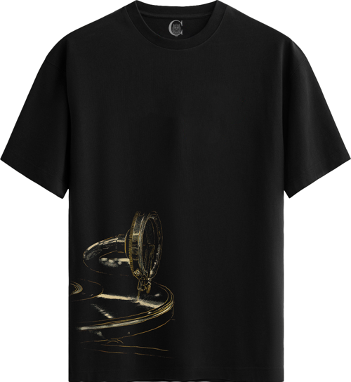 Gilded Melodies %100 Pamuklu Erkek Siyah Tişört - Premium Quality
