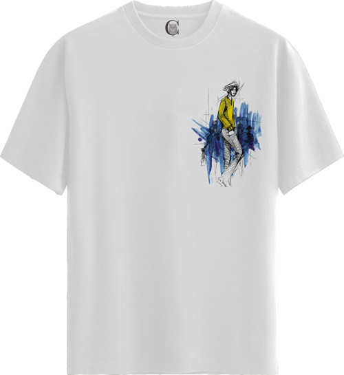 Yellow Mood - %100 Pamuklu Erkek Beyaz Tişört - Premium Quality