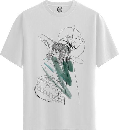 Abstract Girl - %100 Pamuklu Kadın Beyaz Tişört - Premium Quality
