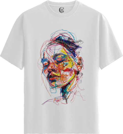 Chaos Face - %100 Pamuklu Kadın Beyaz Tişört - Premium Quality