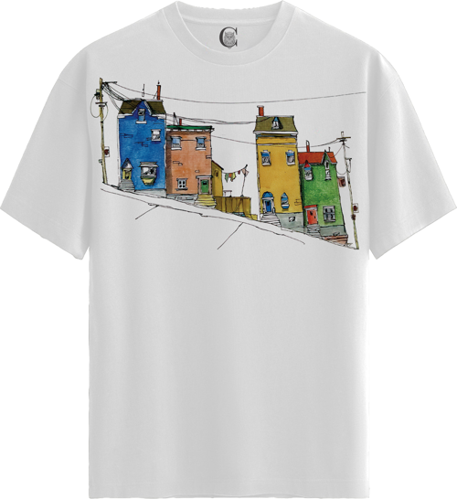 Colorful Hillhouses - %100 Pamuklu Kadın Beyaz Tişört - Premium Quality