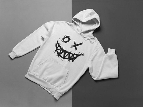 Tasarım Gülen Yüz Baskılı Unisex Oversize Hoodie