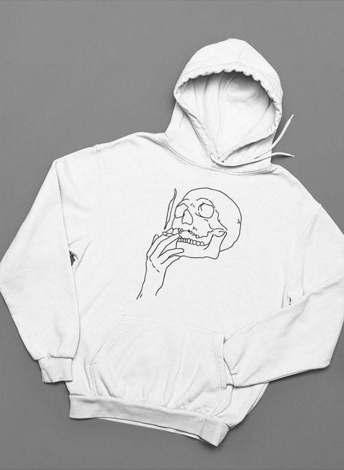 Tasarım Kuru Kafa Baskılı Unisex Oversize Hoodie