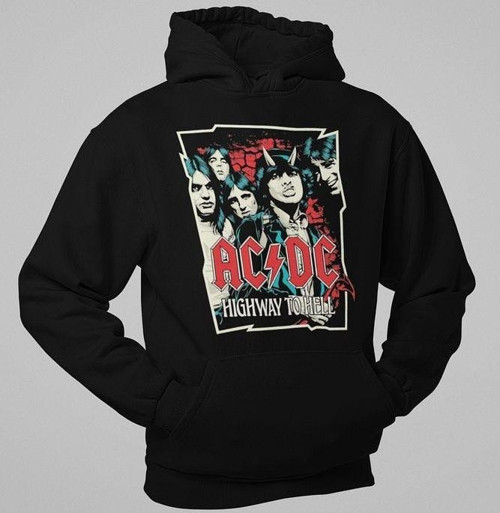 AC DC Highway To Hell Baskılı Unisex Oversize Rock Metal Hoodie