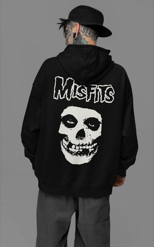 Misfits Müzik Grubu Baskılı Unisex Oversize Rock Metal Hoodie