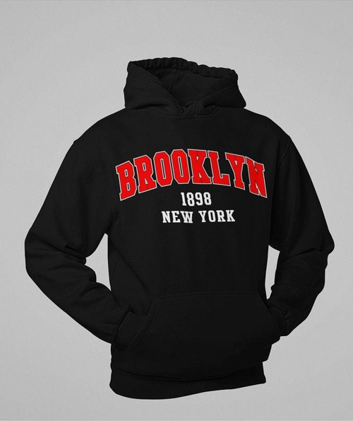 Brooklyn 1898 New York Yazılı Unisex Oversize Hoodie