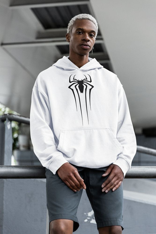 Marvel Örümcek Adam Logo Baskılı Unisex Hoodie, Oversize Spider-Man Hoodie