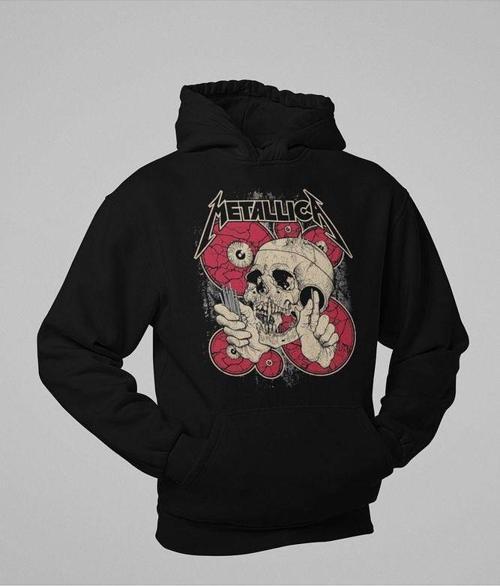 Metallica Müzik Grubu Baskılı Unisex Oversize Rock Metal Hoodie